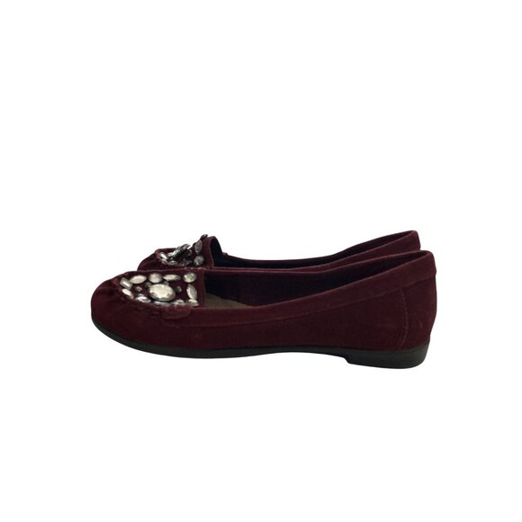 Aerosoles Womens size 8 Burgundy Suede Rhinestone Embellished  Flats shoes - Picture 3 of 8